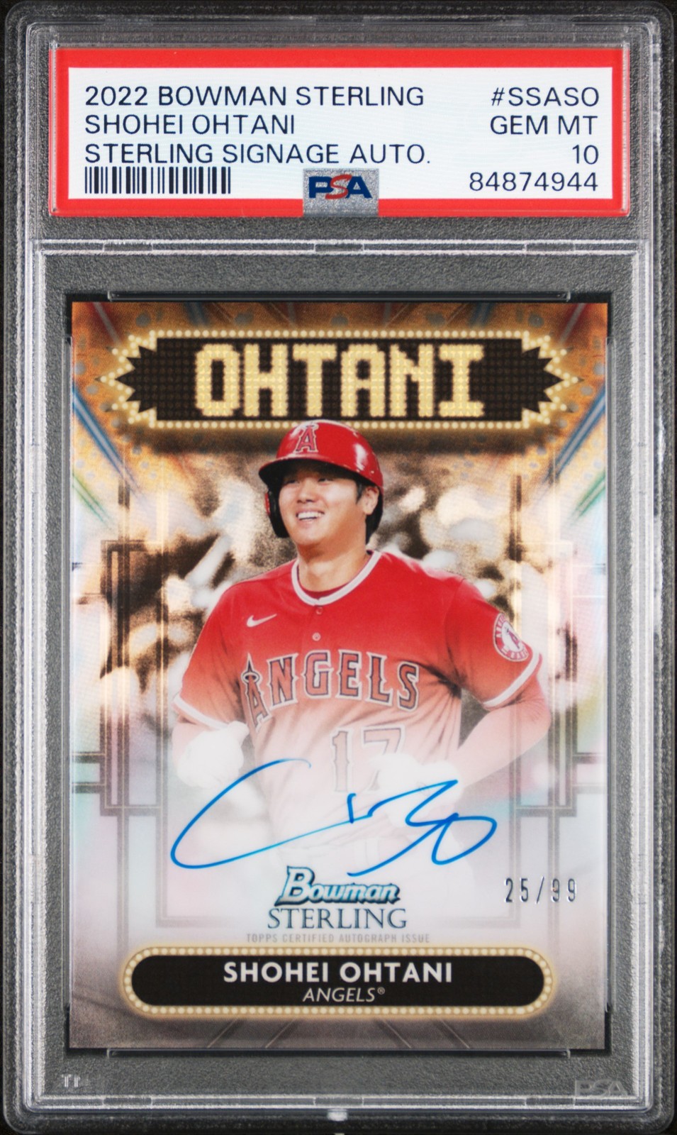 2022 BOWMAN STERLING STERLING SIGNAGE AUTO #SSASO SHOHEI OHTANI 25/99 PSA 10 view 1