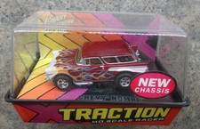 "USED" OS X TRAC RED FLAMED 1957 CHYEVY NOMADF SLOT CAR BY PLAYING MANTIS