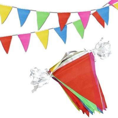 100M 50M 80M Bunte Wimpelkette Doppelseitig Farbenfroh Dekor Baumwolle