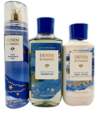 Bath  Body Works Denim  Daisies Mist Shower Gel  Lotion Set of 3