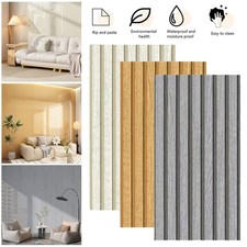 60Pack Self-Adhesive 3D Wood Slats PVC Cladding Wall Panels for Kitchen Bathroom