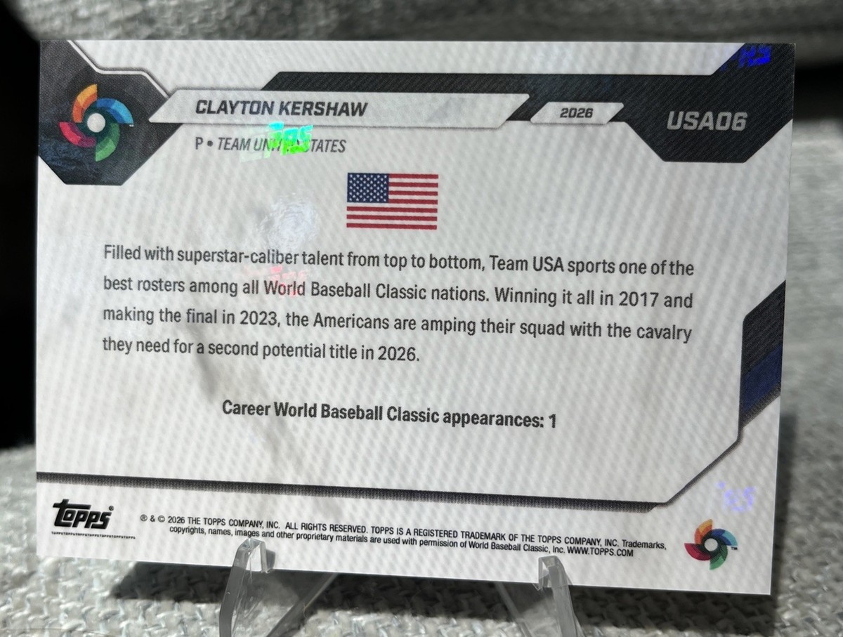 Clayton Kershaw 2026 Topps Now WBC Logo Variation USA06 World