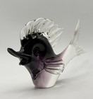 Hand Blown Art Glass Fish Ornament Purple Black Clear Decorative Figurine
