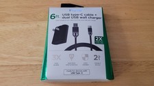 iHome 6ft USB-C Cable Dual USB Wall Charger Brand New