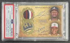 RONALD ACUNA JR. JUAN SOTO PSA 2021 TOPPS DYNASTY DUAL LOGO PATCH AUTO GOLD 1/1