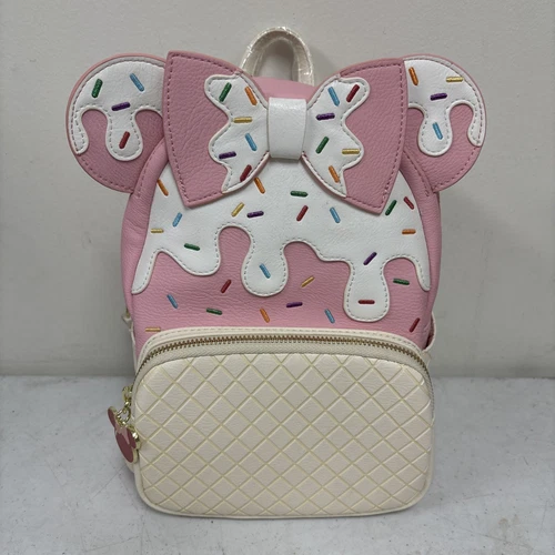 DISNEY MINNIE MOUSE PINK STRAWBERRY ICE CREAM SUNDAE LOUNGEFLY MINI BACKPACK NWT