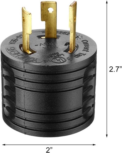 RV Generator Adapter, 3-Prong 30A Male to 30Amp Female Power Plug for Camper Mot - Picture 6 of 7