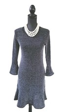 Michael Kors Dress XS  Black Silver Fit Flare Knit Party Evening Bell Sheath S 2