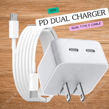 For iPhone 15 16 17 17 Air Android 35W Dual USB-C Fast Charger PD Type-C Cable