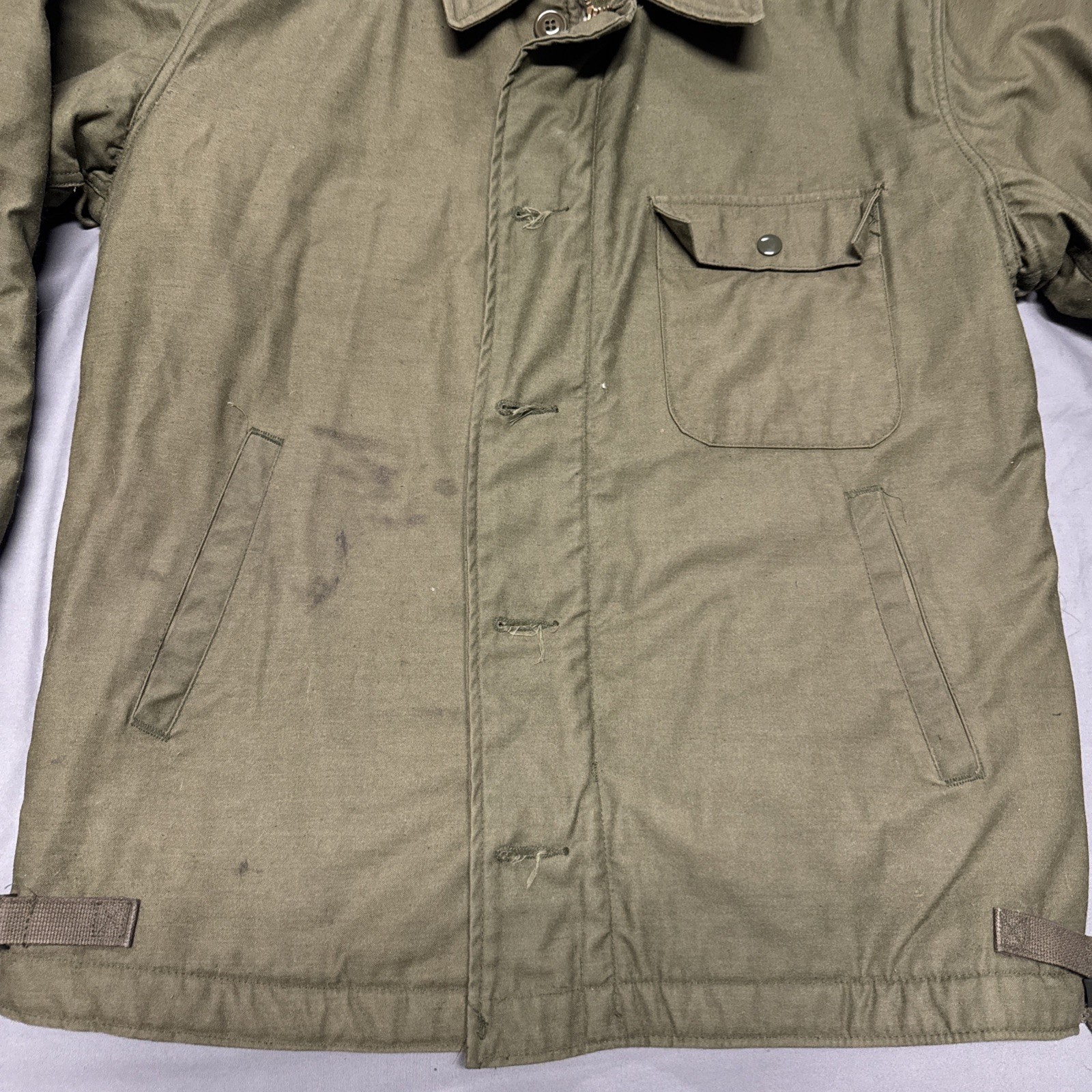 80s USN A-2 Deck Jacket US NAVY Cold Weather Field Coat Size Med 38-40