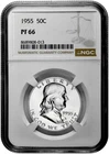 1955 50C Proof Silver Franklin Half Dollar NGC Graded PF 66 in New Holder
