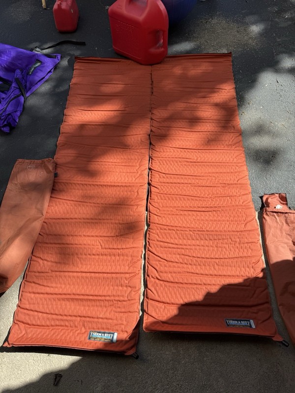 Set Of Two “ThermARest self Inflating Extra Long Mattresses With Built In Chair.