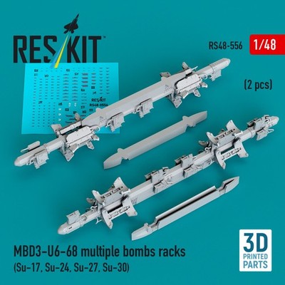 Reskit RS48-0556 1:48 MBD3-U6-68 multiple bombs racks 2 pcs Su-17, Su-24, Su-27