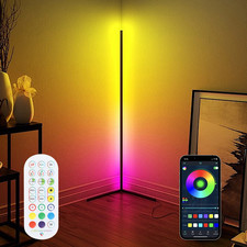 65" Tall RGB Floor Corner Lamp Light Stand Remote Control LED Streaming Pub Bar