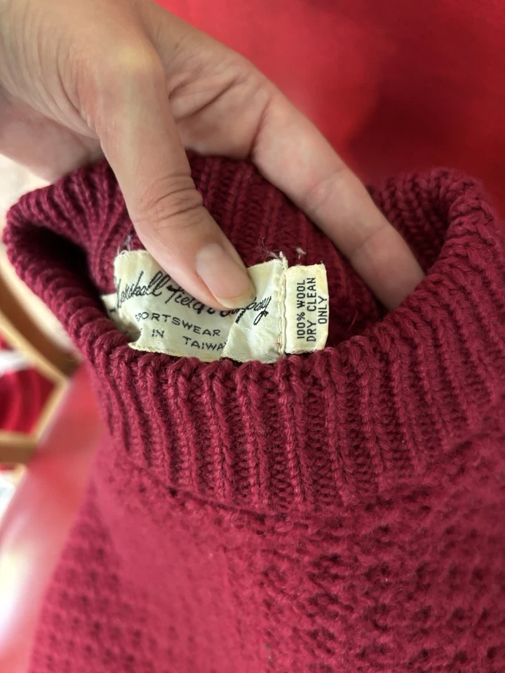 Vintage Marshall Fields Wool Sweater Sportswear Men’s Size L Burgundy Red Knit - Image 3 of 4