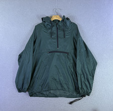 VTG 90s Old Navy Mens Hooded Anorak Jacket Sz S Green Nylon Windbreaker Packable