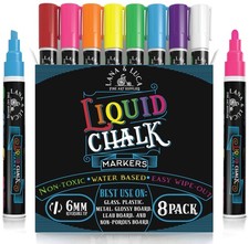 LANA  LUCA Liquid Chalk Markers for Blackboards - Bold Color Dry 6mm,