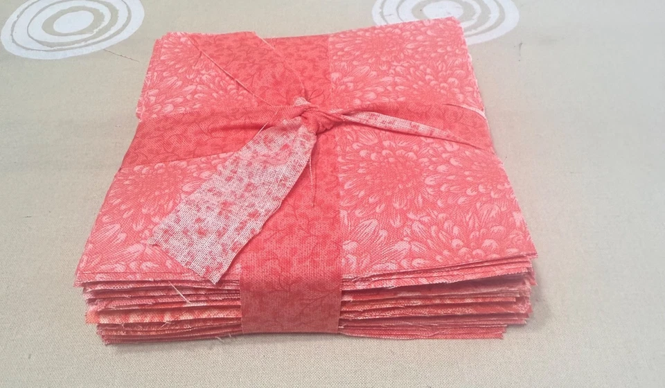 108 Piece ALL CORAL Charm Pack 5” Squares Cotton - 9 Designs - 12 Each Design - Image 2 of 4