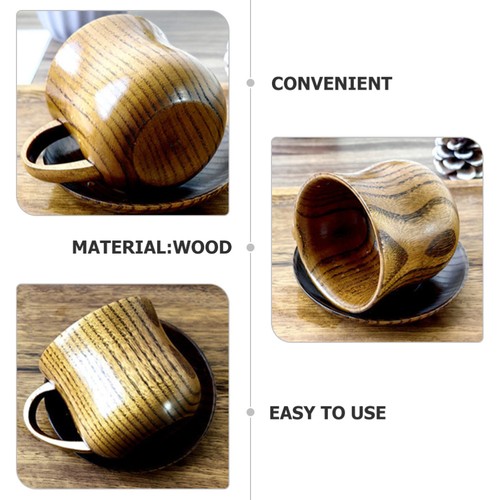 Juego de tazas de madera hechas a mano tazas de café platillo cucharaditas taza - Imagen 8 de 12