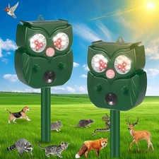 1/2 Pack Solar Ultrasonic Animal Repellent Dog Cat Skunk Deer Raccoon For Garden