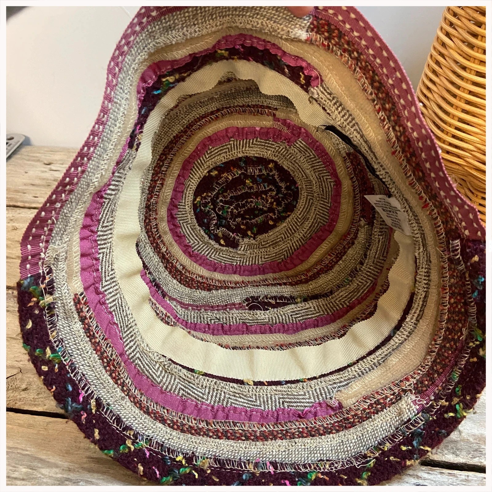 Accessorise bucket hat Red Patchwork Wool Stripe … - image 7