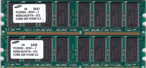 1GB 2x512MB PC-3200 SAMSUNG M368L6423FTN-CCC DDR-400 MEMORY RAM KIT DDR1 PC3200 - Picture 5 of 8