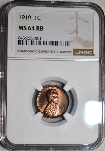 NGC MS-64 RB 1919-P Lincoln Cent, Superbly Struck, 90% Red Blazer.