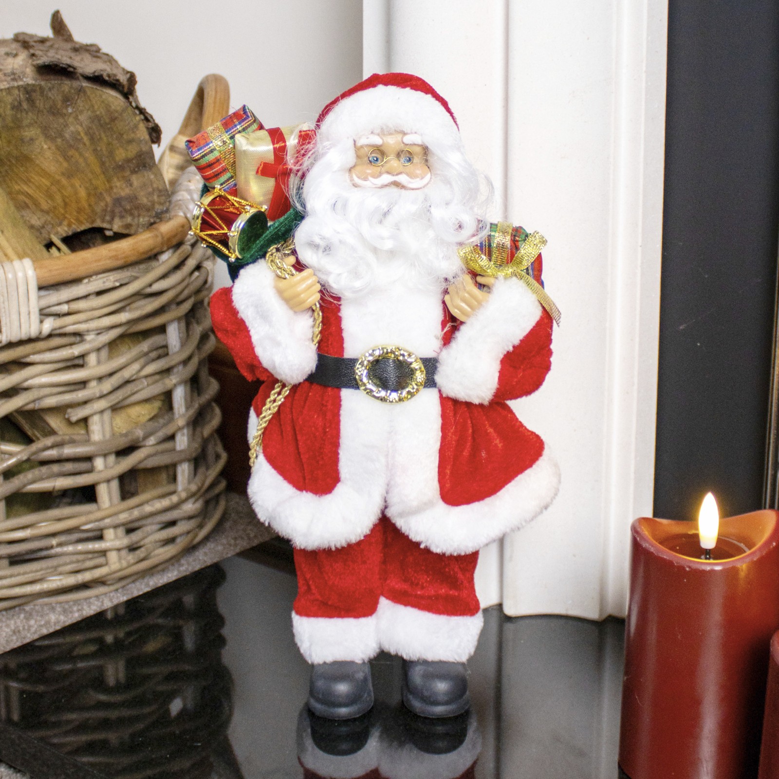 Plush Santa Claus Figure Red Traditional Standing Xmas Father Christmas Ornament