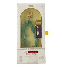 Artikl Universal Wristlet Phone Strap Green Faux Jade Gold Chain w/Strap Card