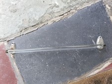 Vintage Art Deco Bent End Clear Glass  Chrome 18" Bathroom Towel Bar