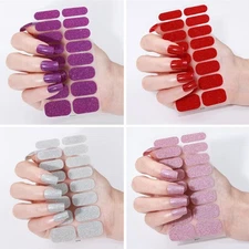 Glitter Nail Wraps Full Size Sticker Nail Polish Art Self-Stick Decor