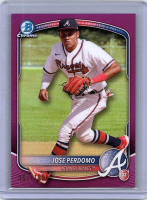 2025 Bowman Chrome JOSE PERDOMO #BCP-106 Fuchsia /199 RC ATLANTA BRAVES