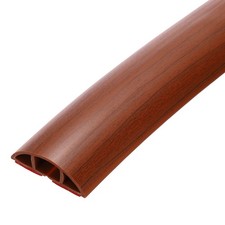 3.3ft Floor Cord Cover, Self Adhesive 0.5" W x 0.3" H, Walnut Brown Wood