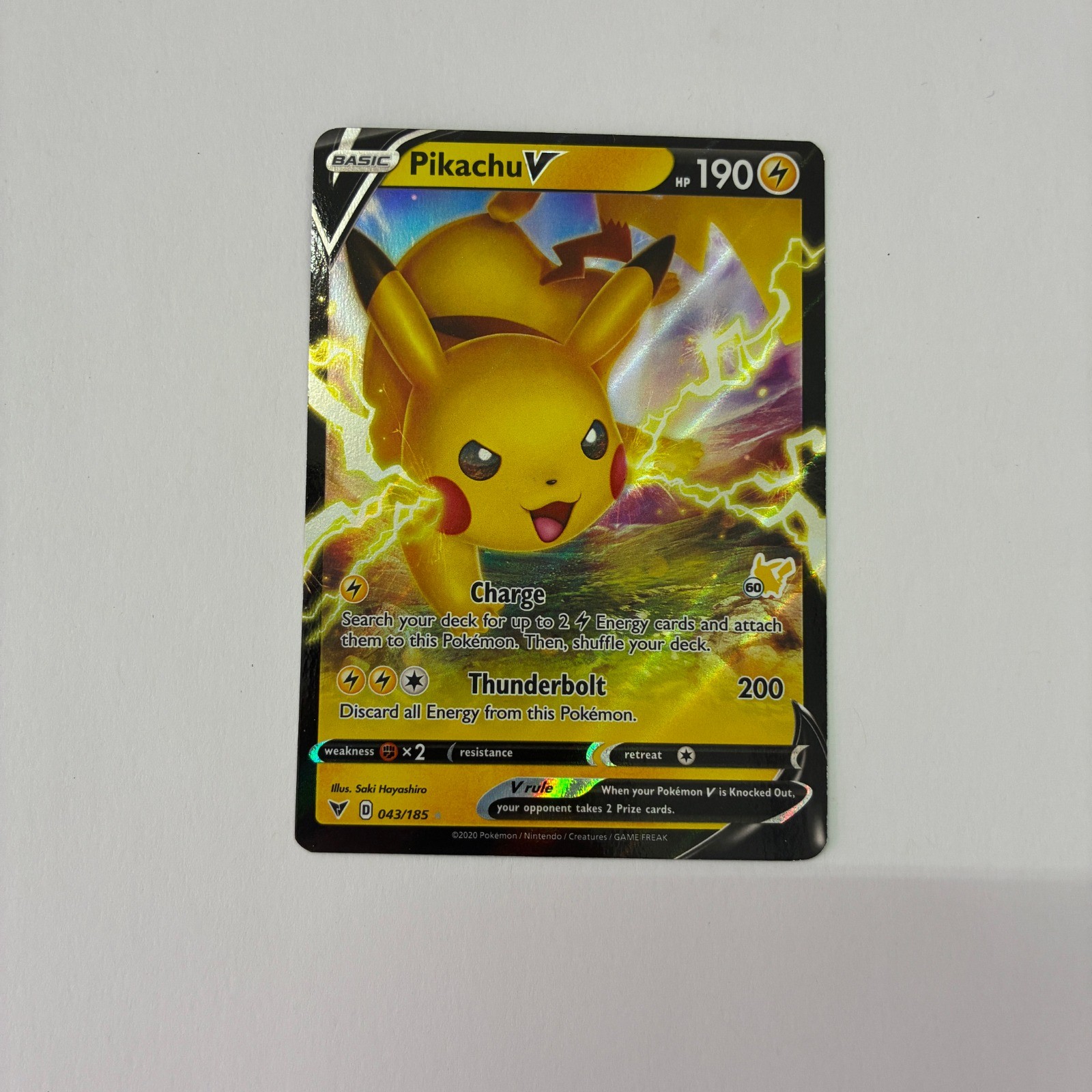 Pikachu V - (#60 Pikachu Stamped) Holo Rare Battle Academy 2022 043/185 LP