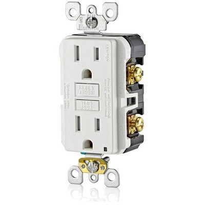 Electric Shock Protection GFCI Outlet, 15A, Self-, White