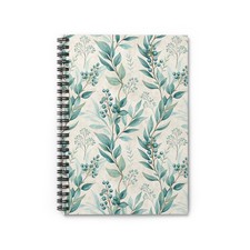 Watercolor Eucalyptus Pattern, Spiral Notebook, Lined Journal Gift For Student