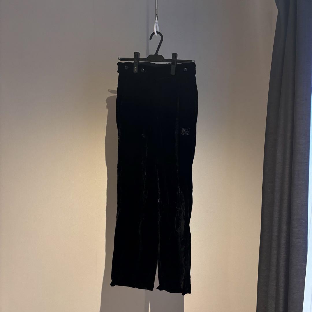 Black Embroidered Butterfly Velvet Pants XS Made in Japan