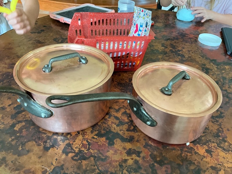 Set of 2 Mauviel Copper Pots (Made in France). 2 Original MAUVIEL Copper Pots.