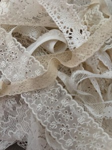 Lace trim Ivory & White 15+ yards lot vintage & modern DIY slow see journal s25