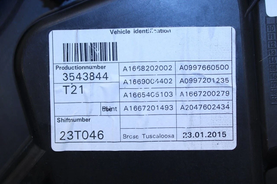Regulador de ventana de puerta derecha 12-15 Mercedes-Benz ML350 FR con placa portadora y motor Foto 3 de 4