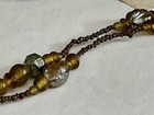 Vintage Amber, Garnet, Pearl, Pressed AB Art Glass Long Beaded Flapper Necklace — photo 4