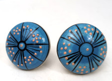Hand Painted Accented Ceramic KNOB/DRAWER PULL Pair