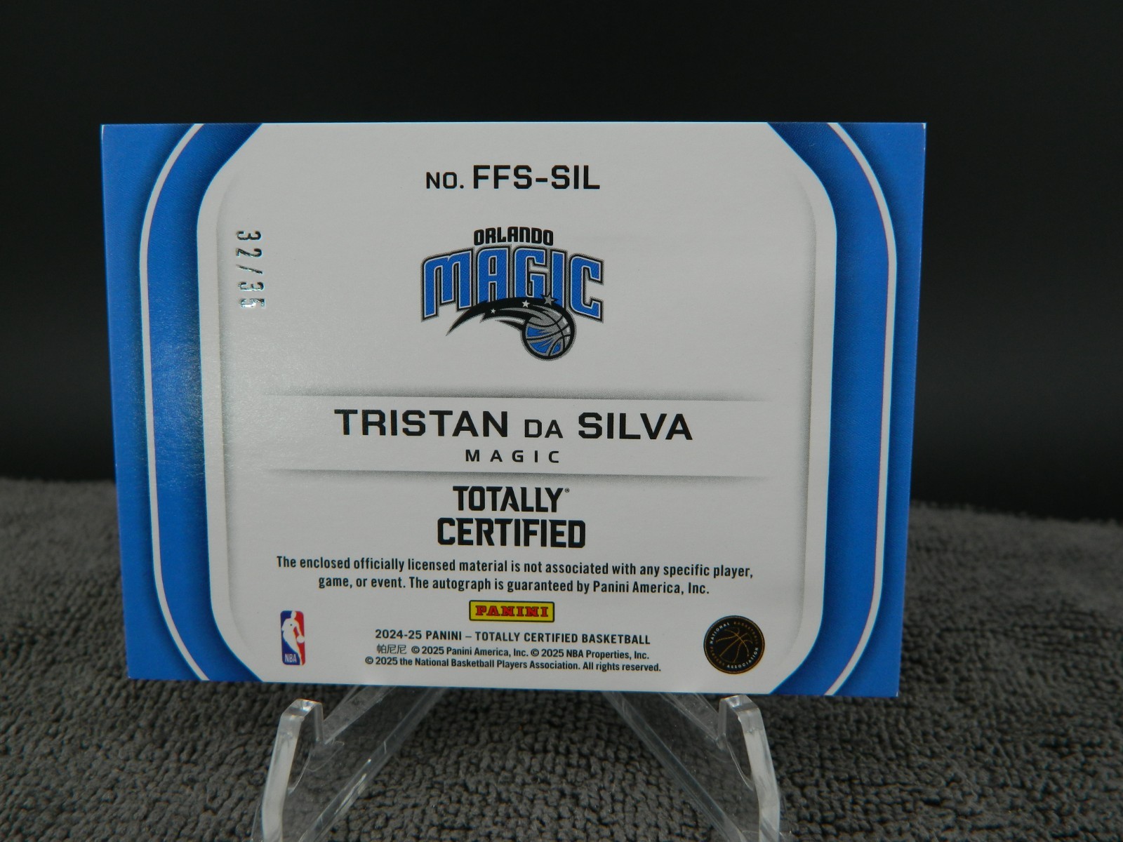 24-25 Totally Certified TRISTAN DA SILVA Freshman Fabric Patch Auto #32 /35 RPA view 8
