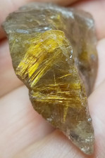 Hematite and Golden Rutile in Smoky and Clear Quartz Crystal Raw Lapidary