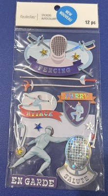 Recollections Stickers Fencing En-Garde Parry Attack Swords Medal Salute Mask