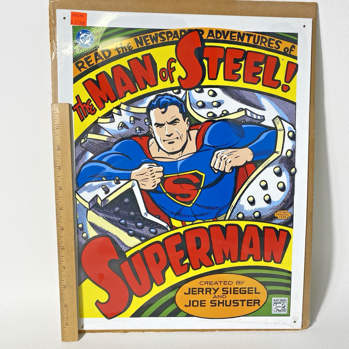 RARE DC Comics Superman Man of Steel Cover Tin Metal Sign USA