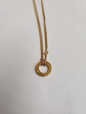 Cartier 2 Diamond Love Pendant Necklace 18k 16 '' 6.4 Grams 