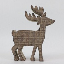 Rustic Wooden Reindeer Tabletop Holiday Figurine 7.5x6 in