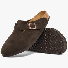 Birkenstock Boston Mocha Suede Soft Cork Footbed Clogs Unisex Casual Shoes