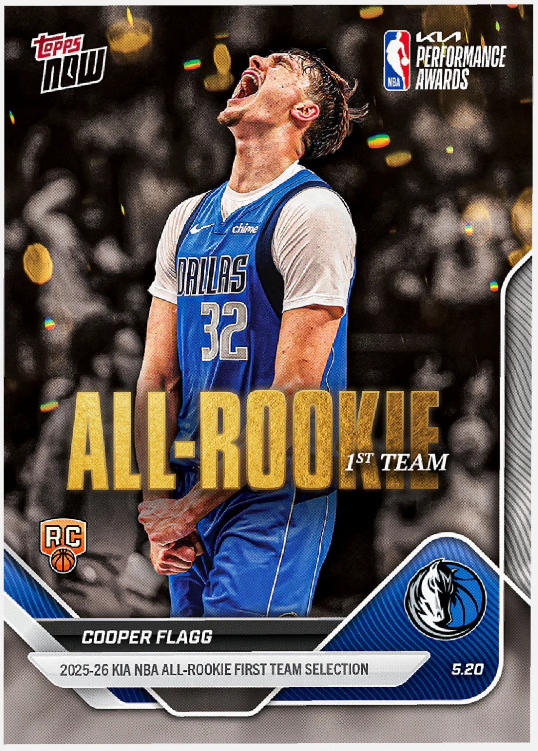 2025-26 Topps NOW Cooper Flagg #AR01 RC All-Rookie 1st Team ROY Mavericks